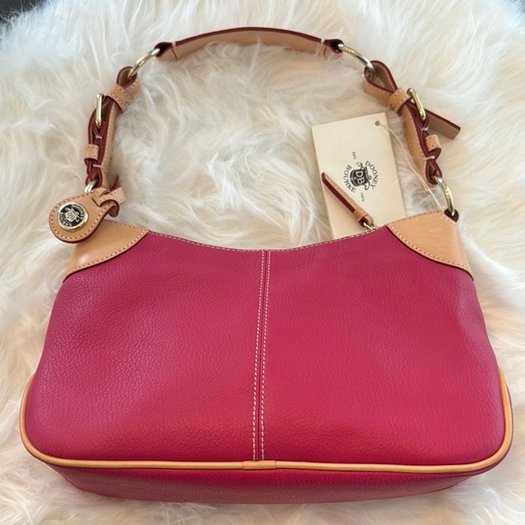 Dooney & Bourke Handbags - NWT Dooney & Bourke Small O-Ring Slouch Bag Fuchsia and Tan Leather